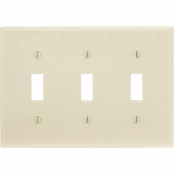 Leviton 3-Gang Plastic Toggle Switch Wall Plate, Ivory 001-86011